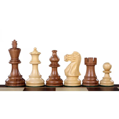 Figury szachowe American Classic Akacja/Bukszpan 3,5 cala Rzeźbione Drewniane